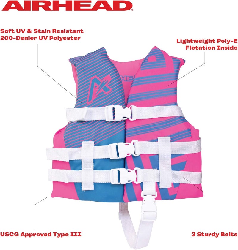 Airhead Children's Trend Life Vest - USCG Approved Life Jacket - 22-25 in Chest Size - 33-55 lbs. - Ideal for Boating, Watersports, Swimming, Wakeboard & More - Image 2